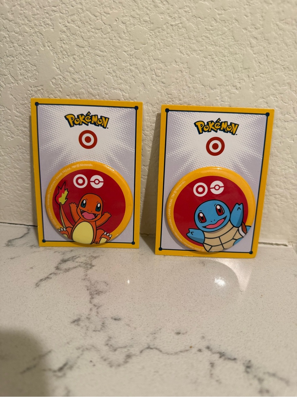Pokémon x Target Charmander & Squirtle Button Pin Set - Yellow/Red/Blue NEW